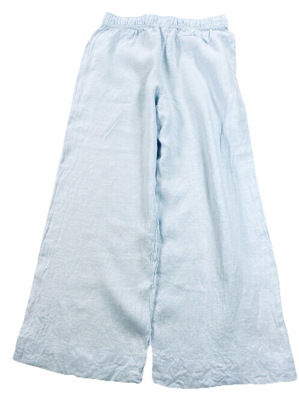 Joie M Pastel Blue 100% Linen Wide Leg Pull-on Cropped Pants Beach Coastal Resor - Picture 3 of 14